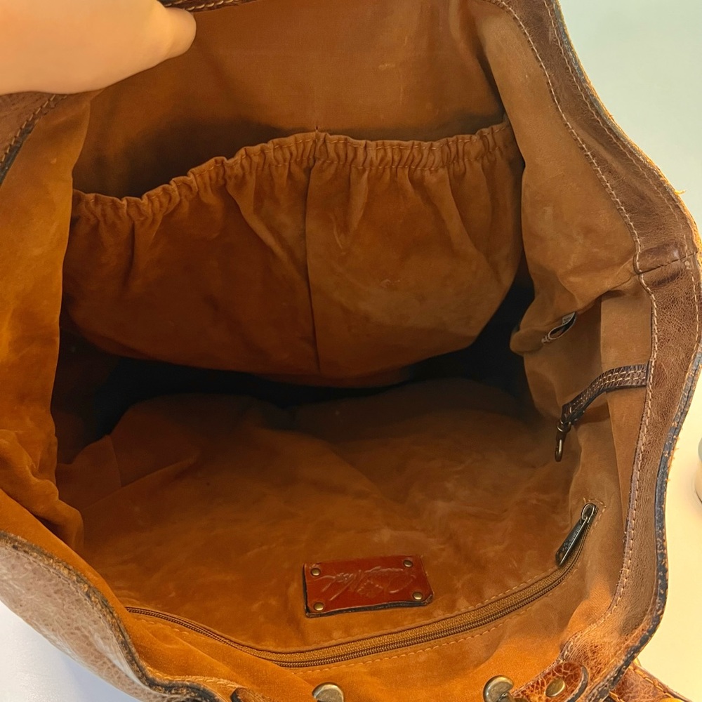 Patricia Nash Benvenuto Tan Vintage Distressed Leather Large Tote Shoulder Bag - Picture 12 of 13